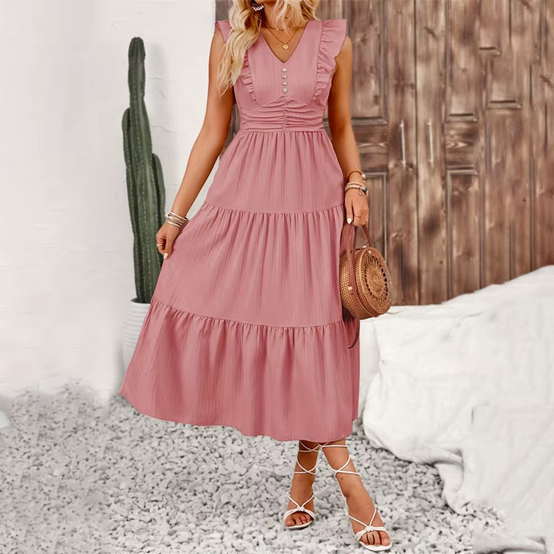 Elevate Your Summer Style with Our Chic Sleeveless A-Line Dress! Perfect for Vacations and Casual Outings 🌞👗 #FashionGoals #SummerVibes