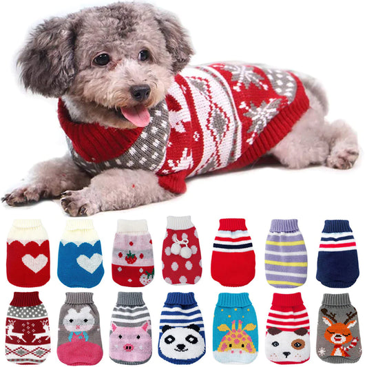 Cozy Knitted Sweater for Small to Medium Dogs - Stylish Winter Coat for Chihuahuas, Bulldogs, and Puppies